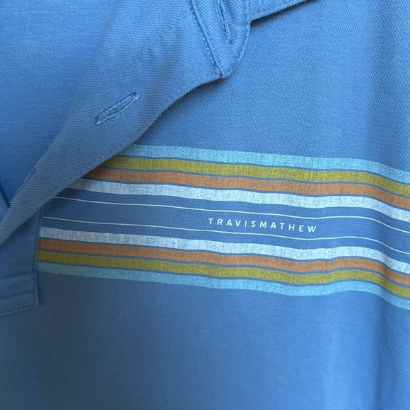 Travis Mathew Blue Striped Sweatwicking Polo Shirt size XL - Picture 3 of 5